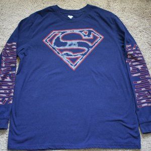 Superman Long-sleeved Navy Blue shirt Men's Size Large